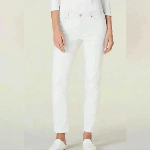 JJill White Denim Jeans Authentic Fit Slim Ankle Size 10 - Picture 2 of 12